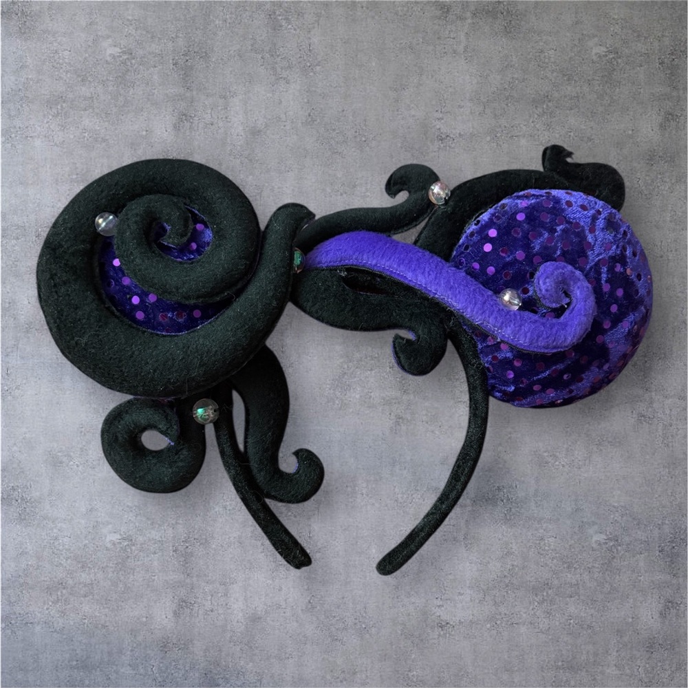 Disney Parks Authentic Ursula Mickey Minnie Ears Purple & Black Headband